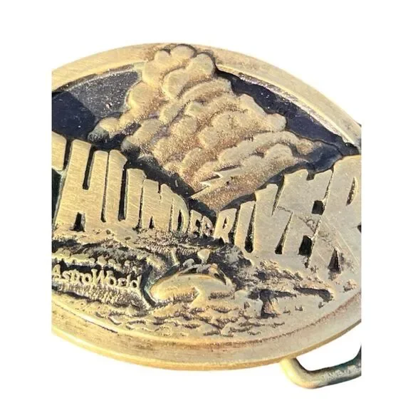 1980 Astro World THUNDER RIVER Heritage Mint LTD Solid Brass Belt Buckle USA - Picture 3 of 4